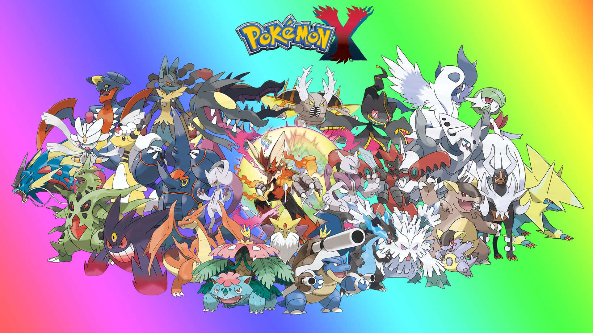 Every Legendary Pokemon Rainbow Background Wallpaper