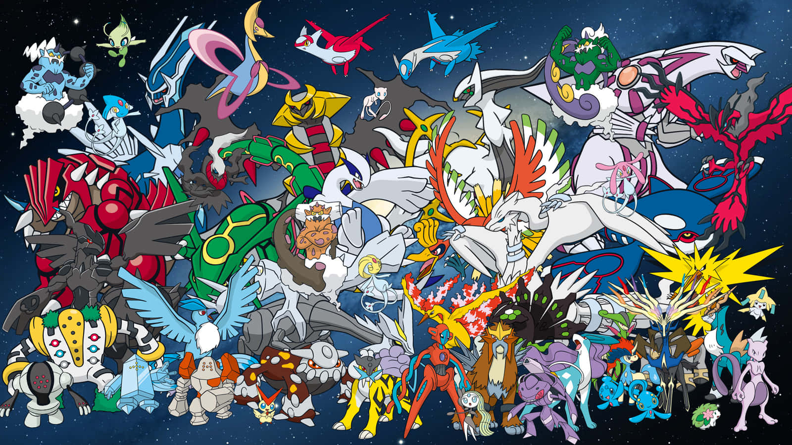 Todosos Pokémons Lendários Contra Estrelas. Papel de Parede