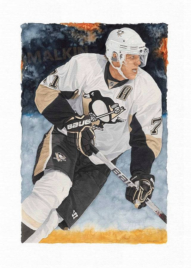 Evgeni Malkin Ice Hockey Card Paint Art Wallpaper