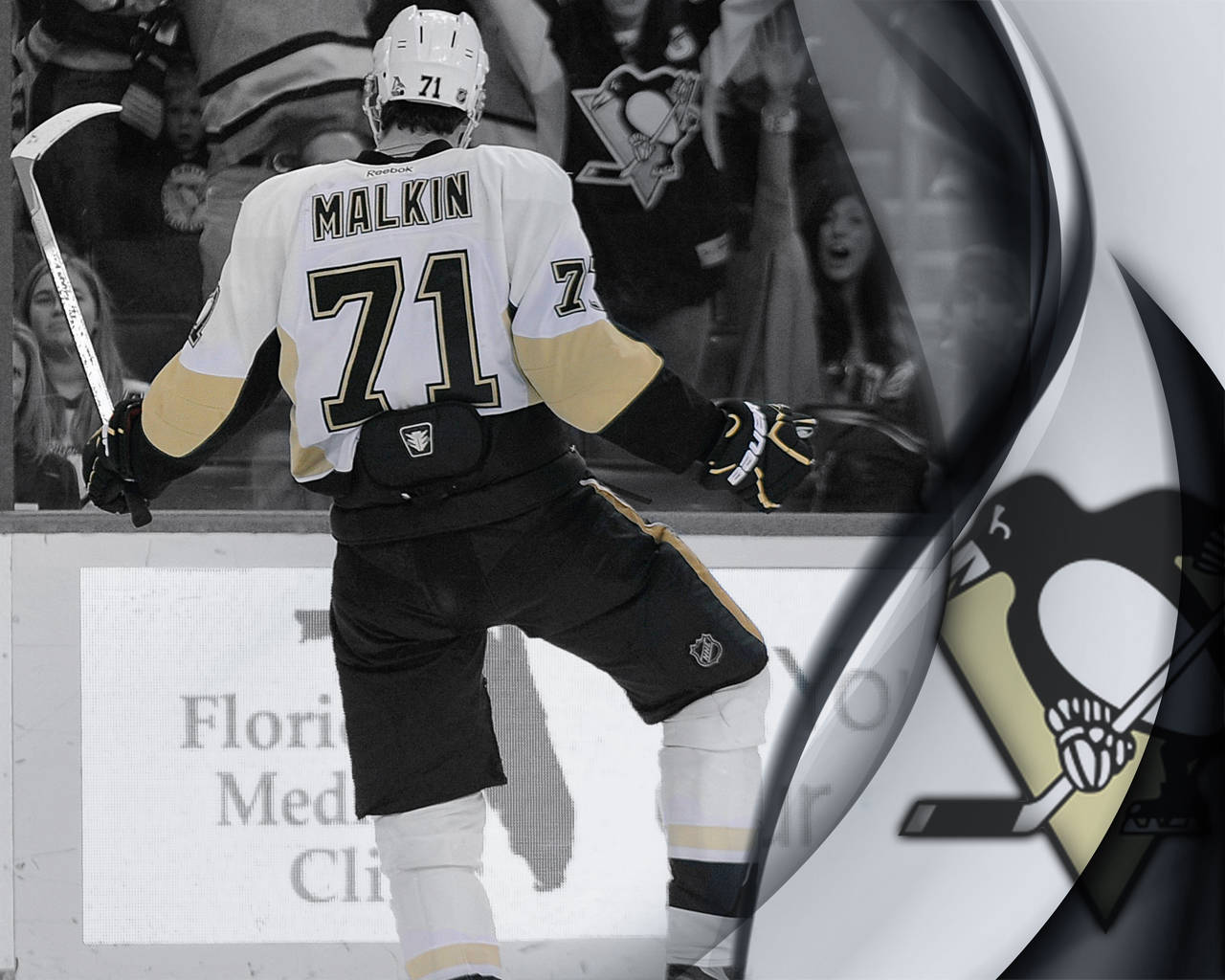 Evgeni Malkin Logo Do Pittsburgh Penguins Em Tons De Cinza. Papel de Parede