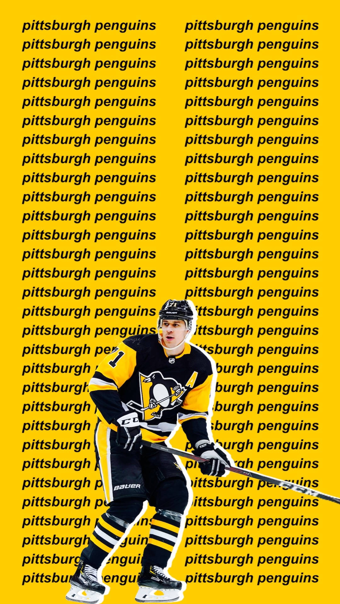 Denne tapet afbilder Evgeni Malkin og Pittsburgh Penguins på en mønstret baggrund. Wallpaper