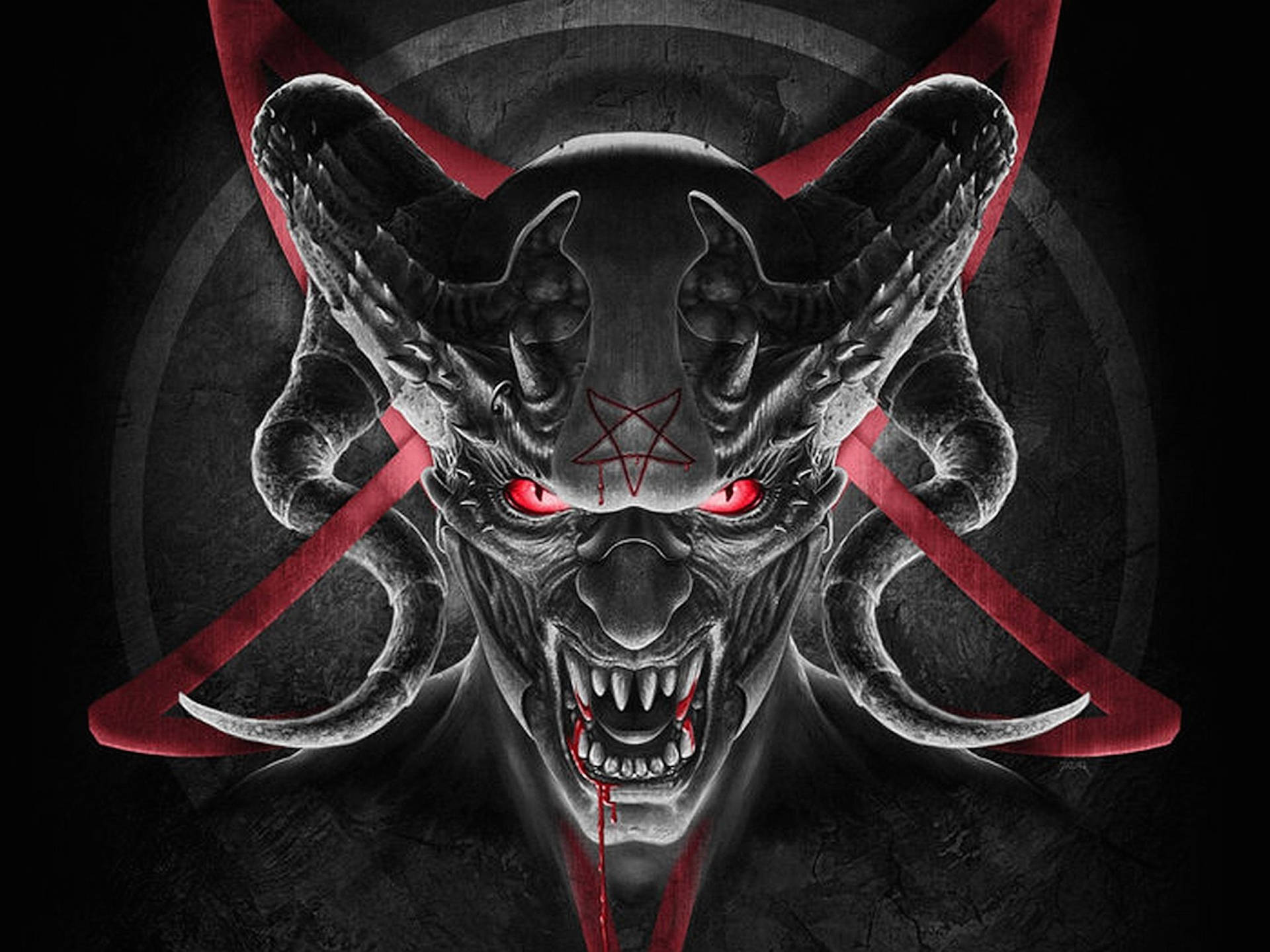 Evil Demon Curvy Horns Background