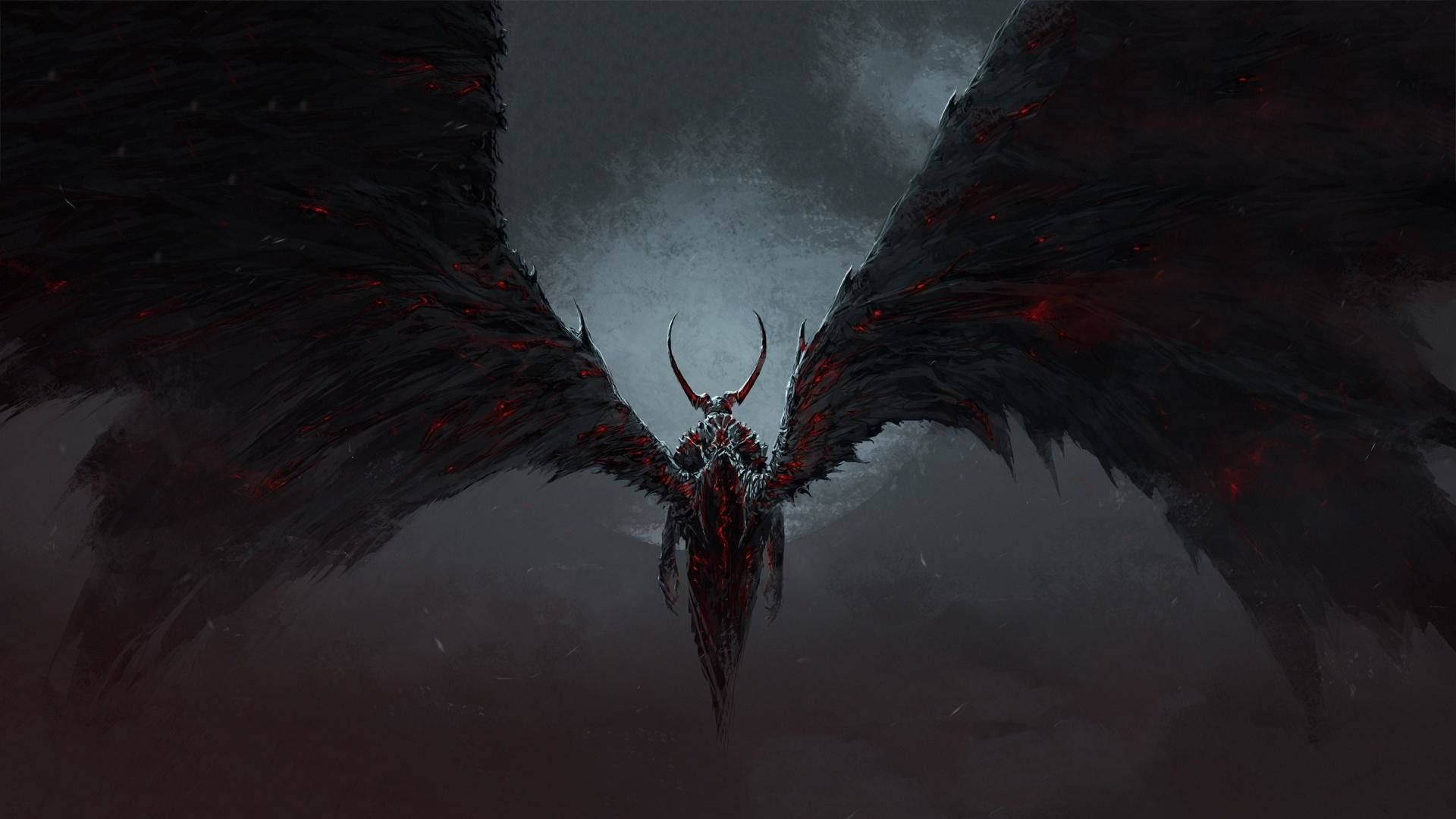 Evil Demon Long Wings Wallpaper
