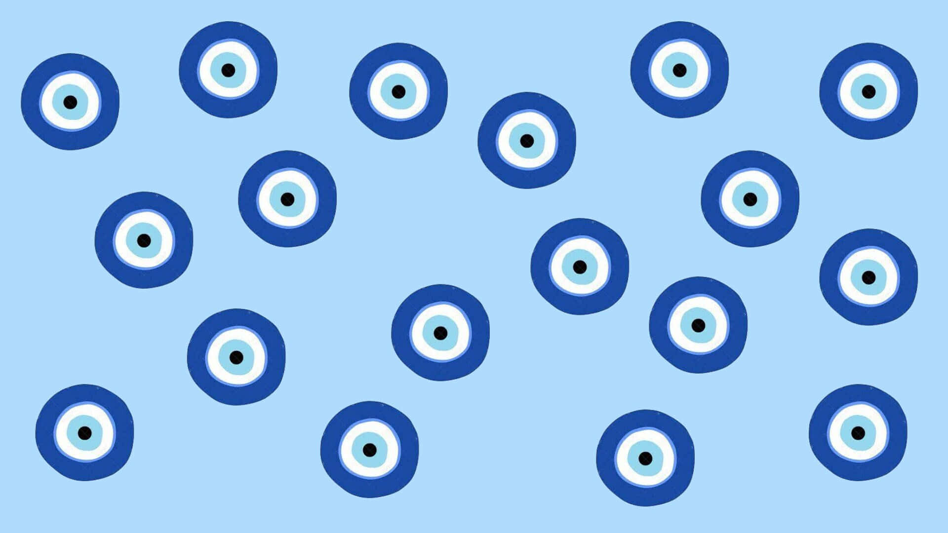 Evil Eye Pattern On A Blue Background