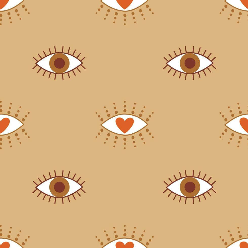 Evil Eye Heart Pattern Design Wallpaper