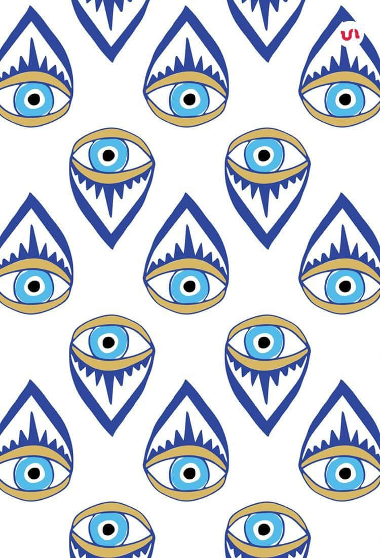 Papel De Parede Sem Costura De Olho Mau Azul Para Iphone. Papel de Parede