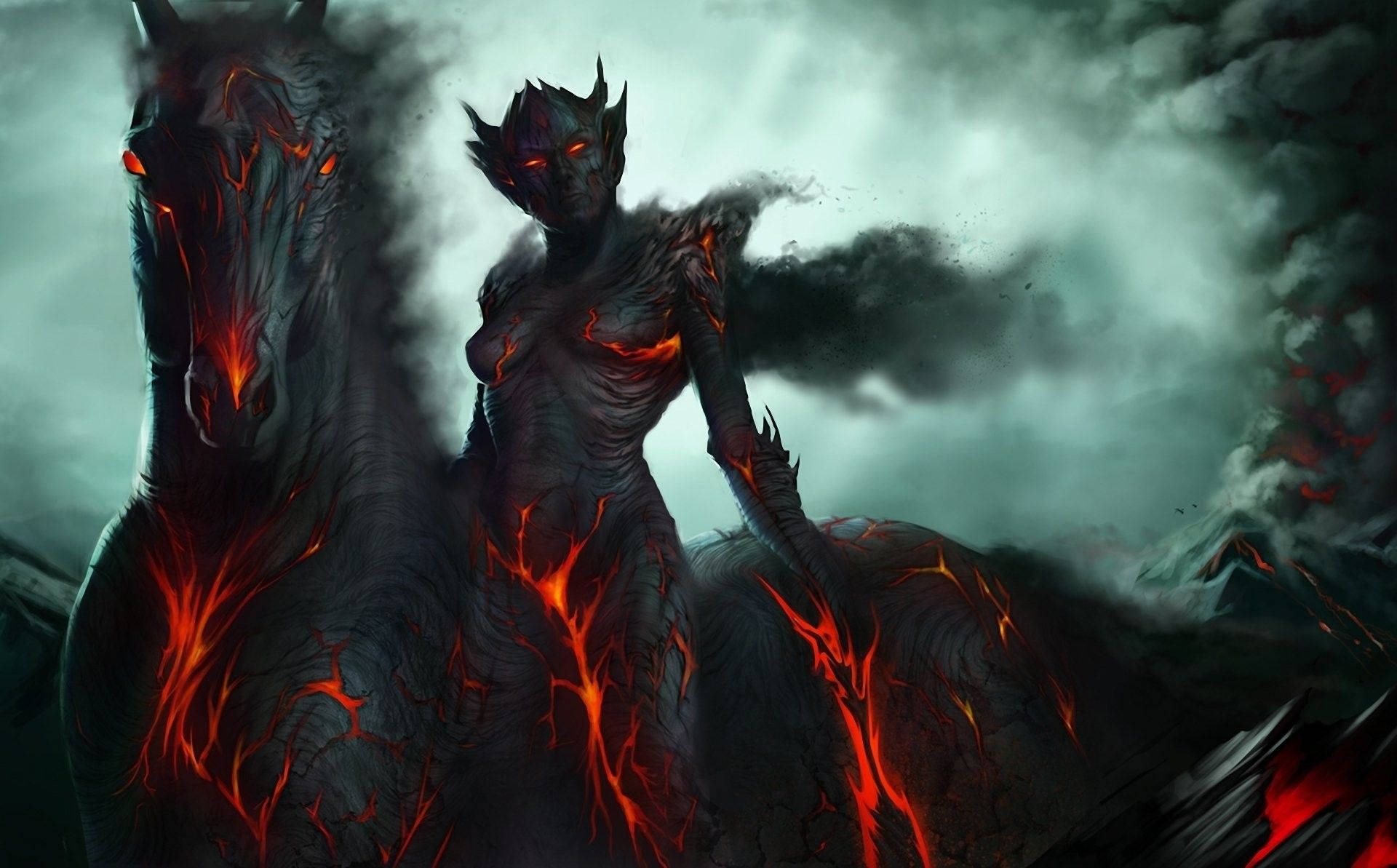 Evil Flaming Demon Horse Wallpaper