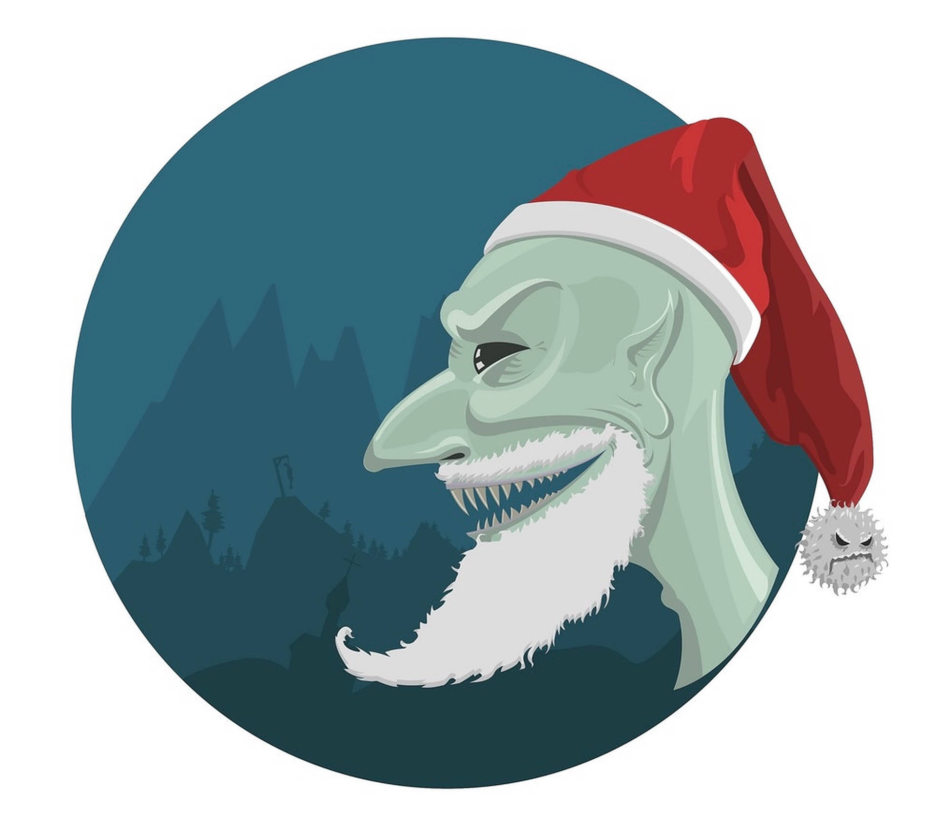 Evil Monster In Santa’s Hat Wallpaper