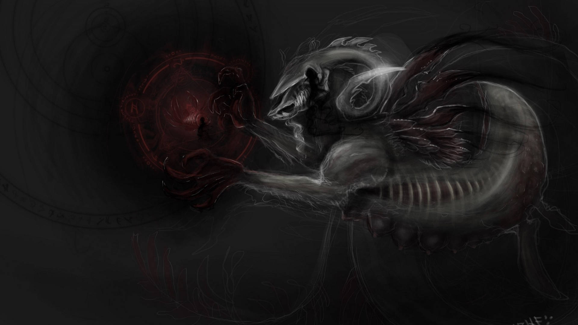 Evil Monster Making Red Orb Wallpaper