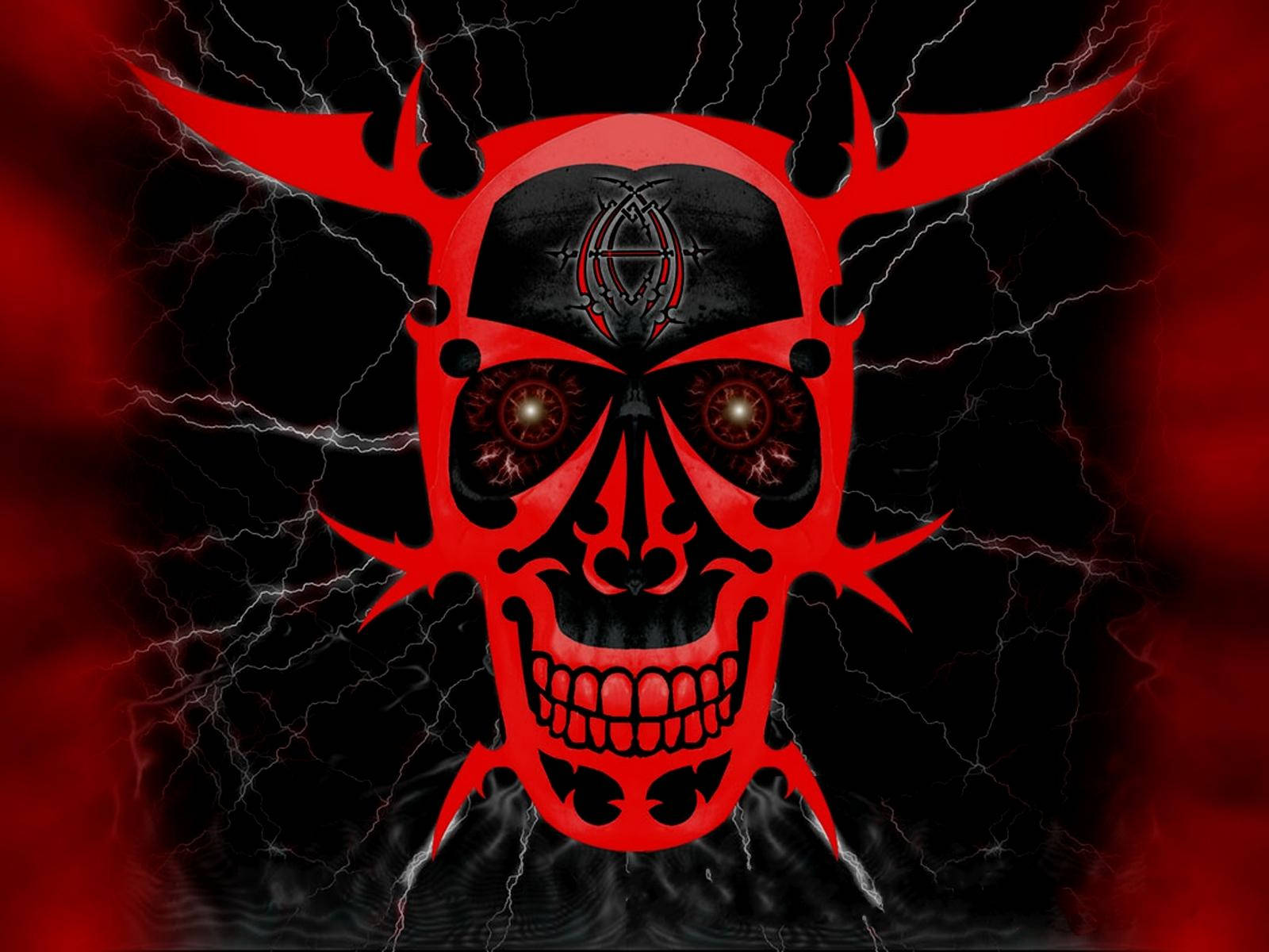 Evil Red Skull Cracked Screen Wallpaper