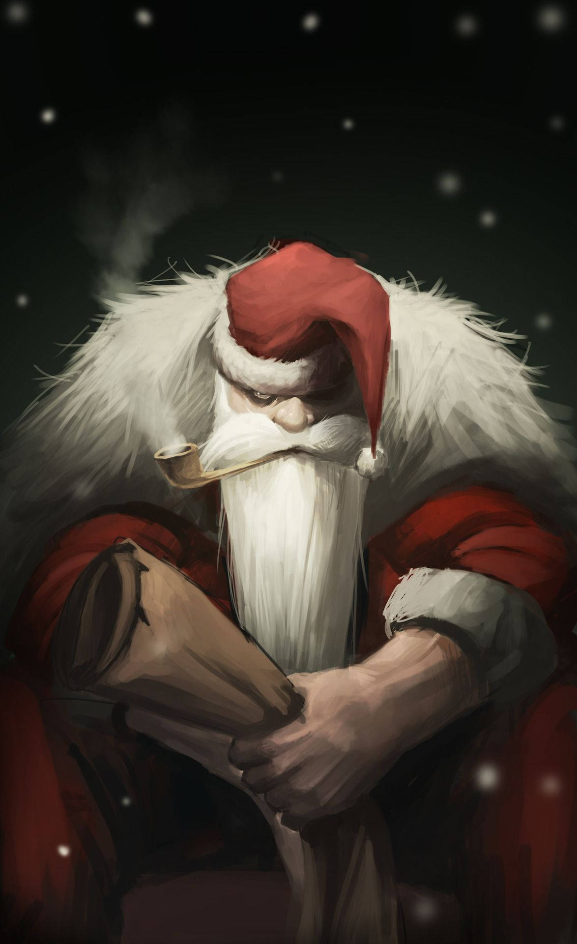 Evil Santa Pipe Smoking Wallpaper