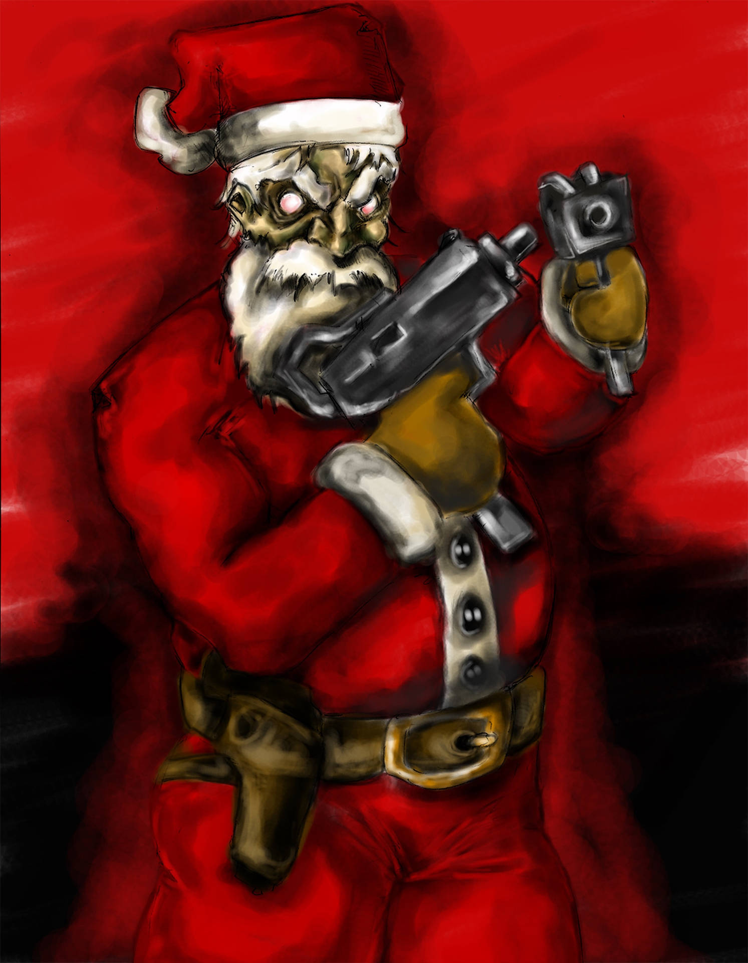Evil Santa With Pistols Wallpaper