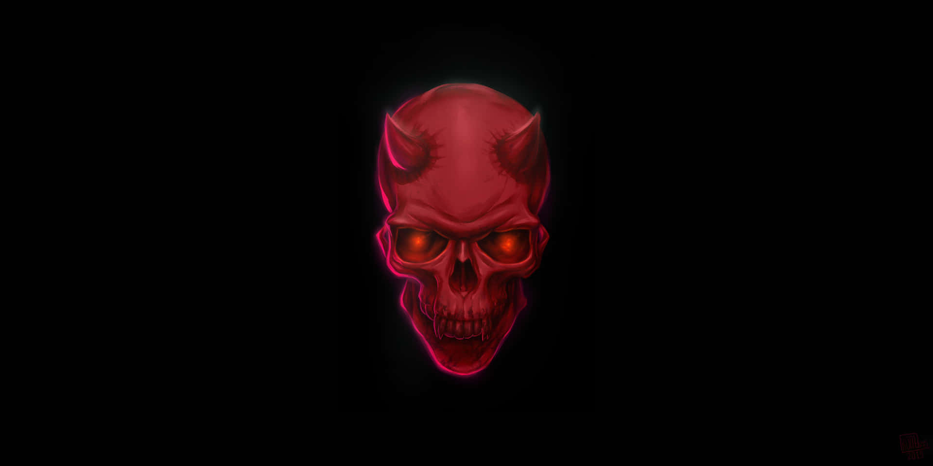 A Red Skull With Red Eyes On A Black Background Wallpaper
