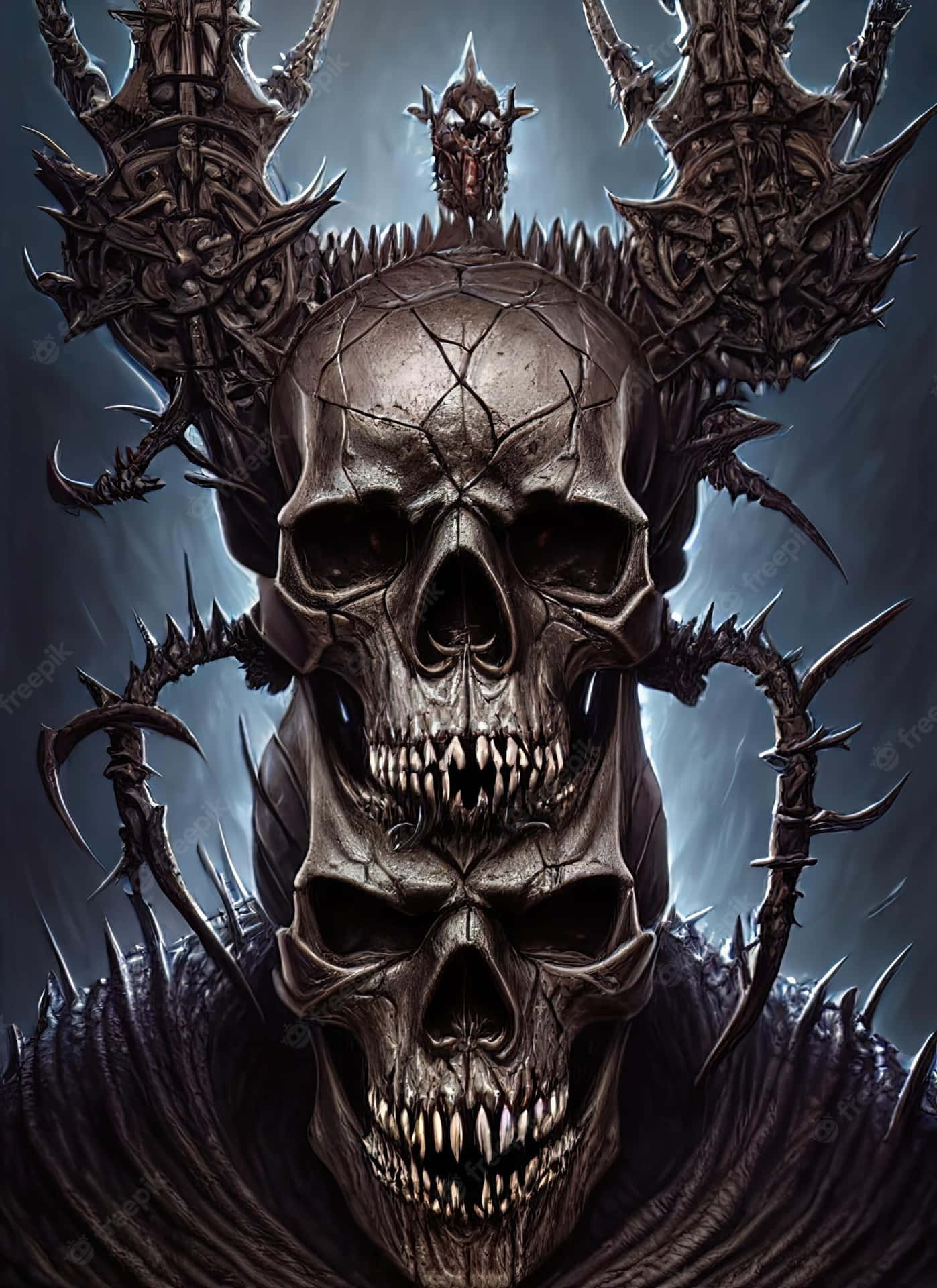 Lurking in the dark, the Evil Skull forebodes danger and an unimaginable doom. Wallpaper