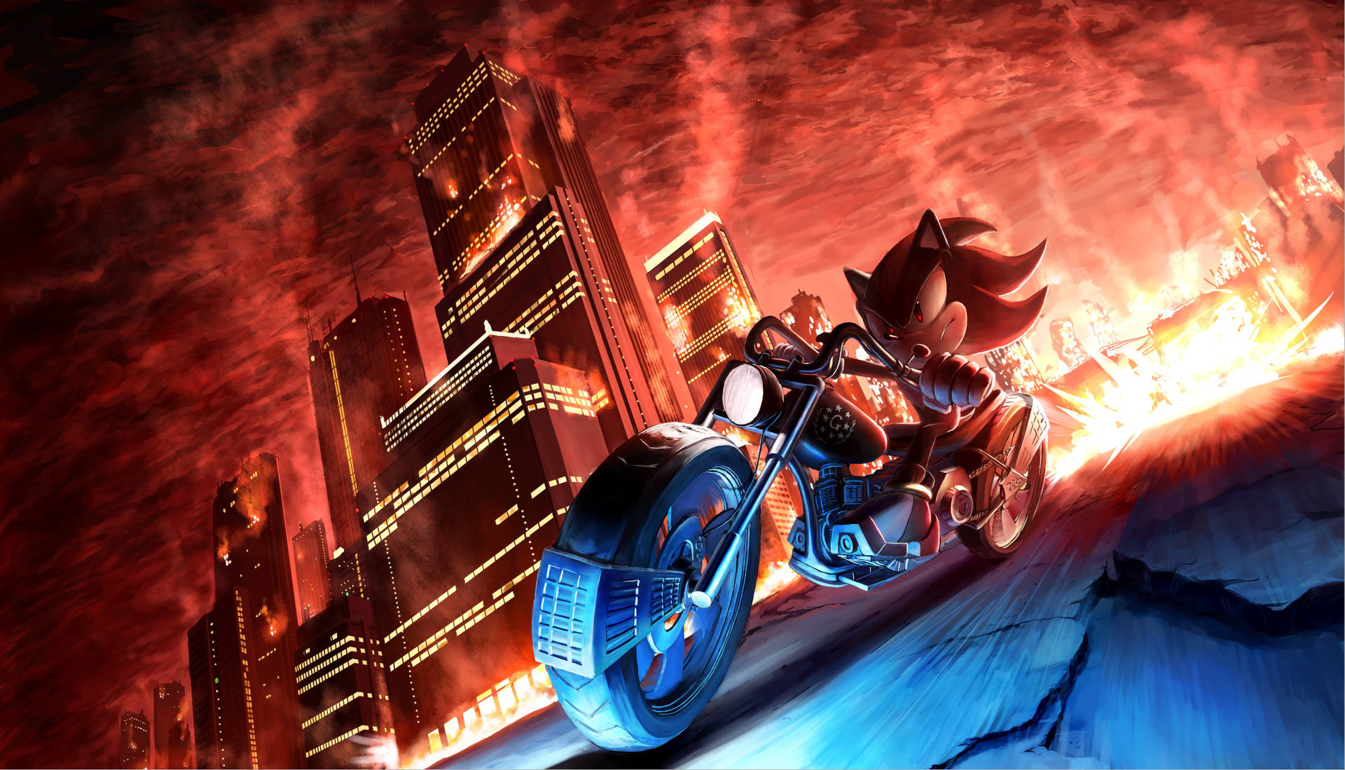 Evil Sonic The Hedgehog Riding A Motorcycle Wallpaper