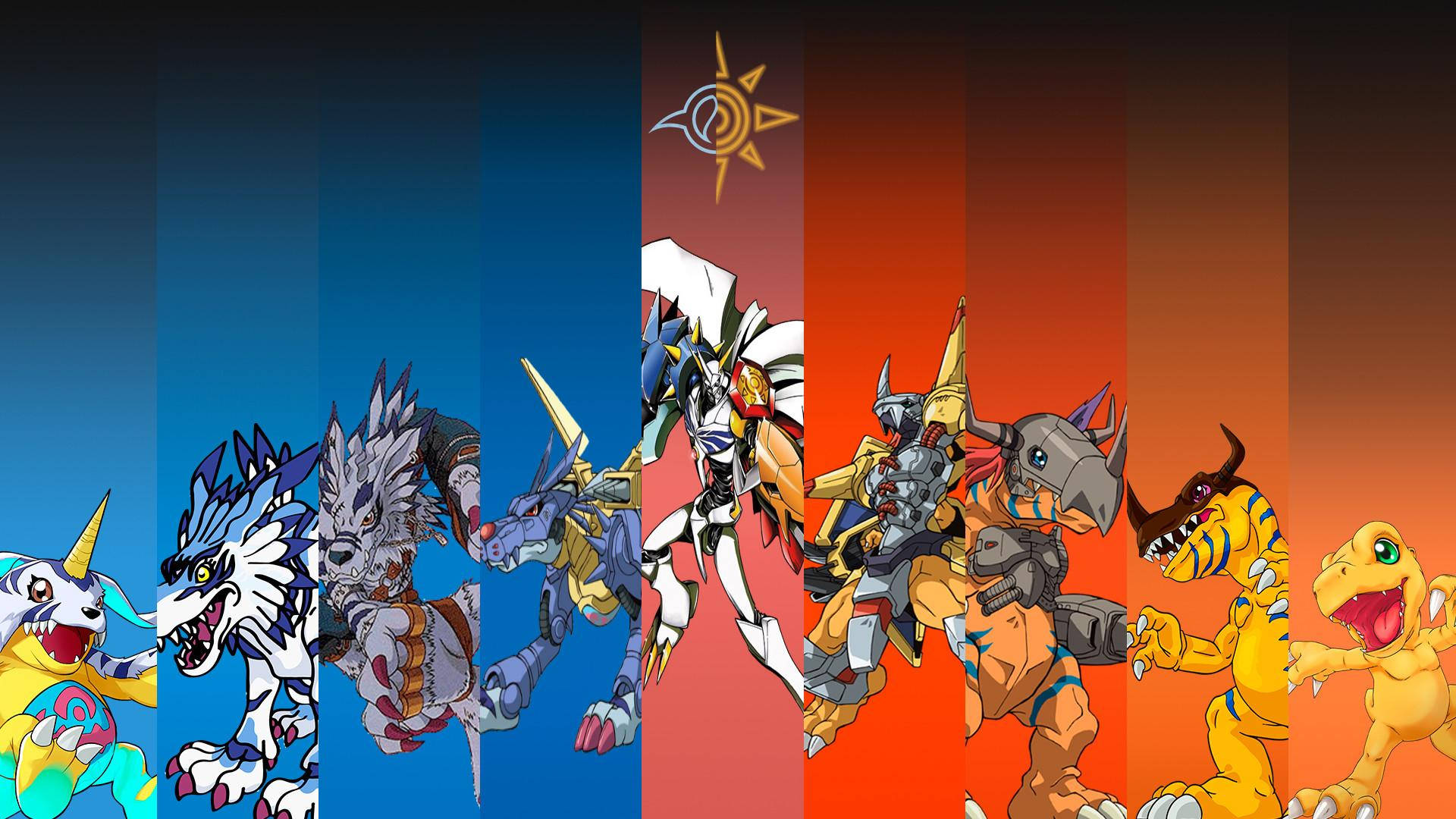 Evolution Agumon And Gabumon Digimon Wallpaper