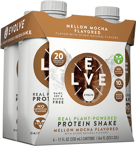 Evolve Mellow Mocha Protein Shake Packaging PNG