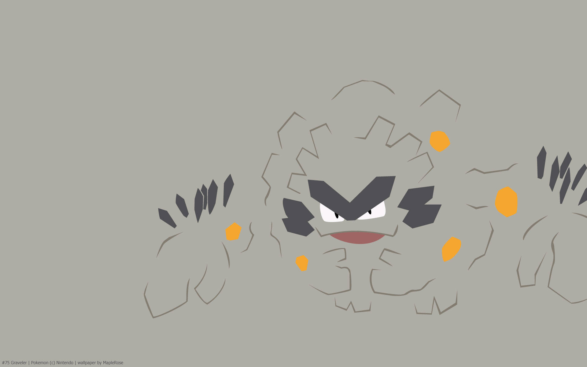 Evolved Geodude Outline On Gray Background Picture