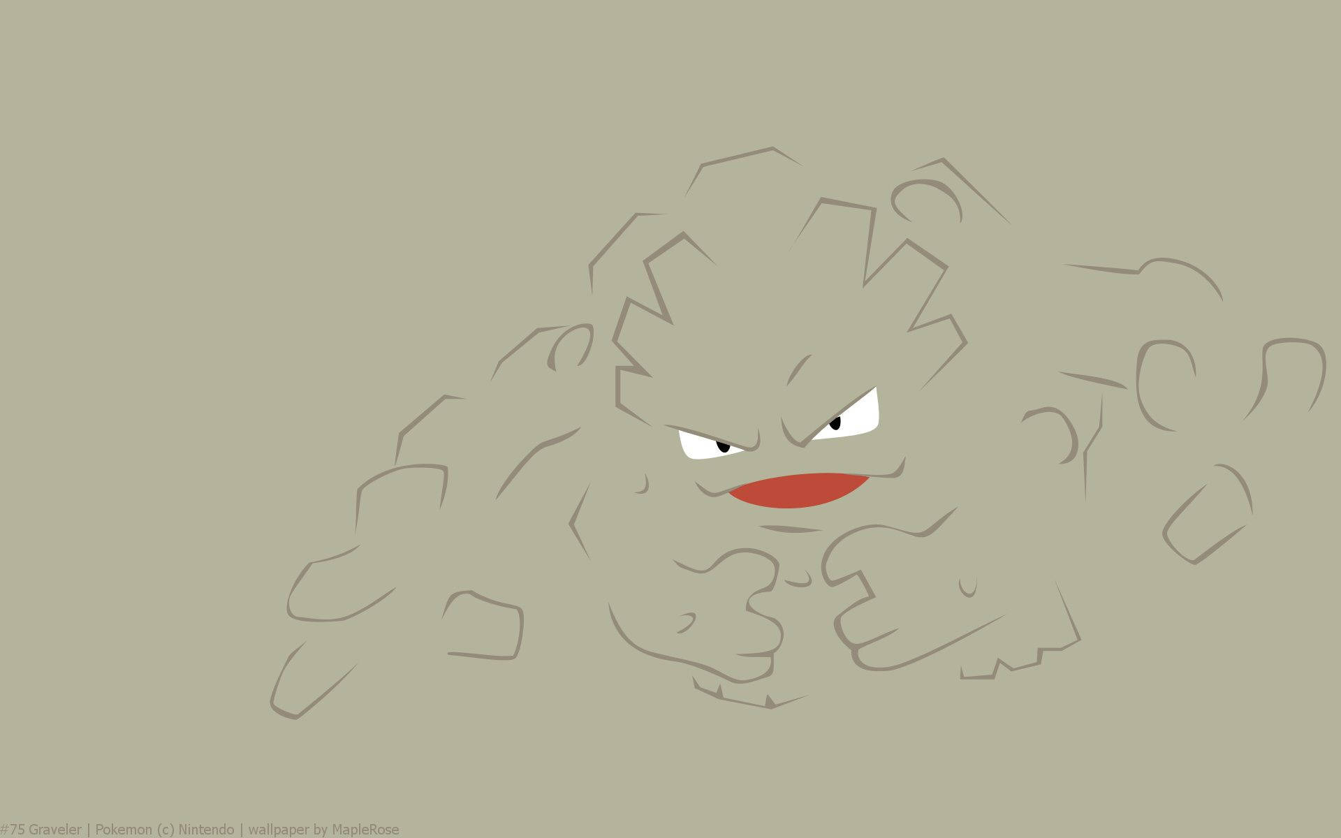 Evolved Geodude Simple Gray Outline Picture