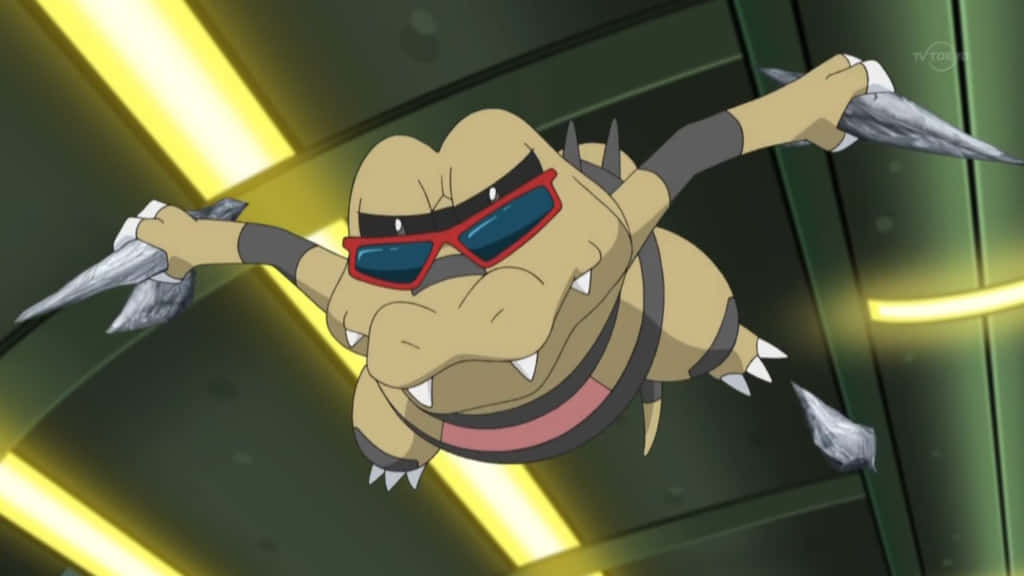 Evolved Sandile Attacking With Stone Edge Wallpaper