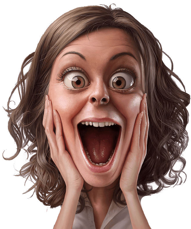 Exaggerated Surprise Expression PNG