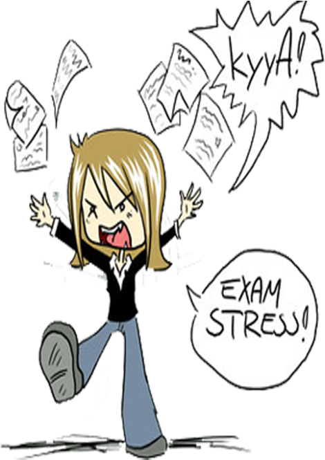 Exam Stress Cartoon Illustration PNG
