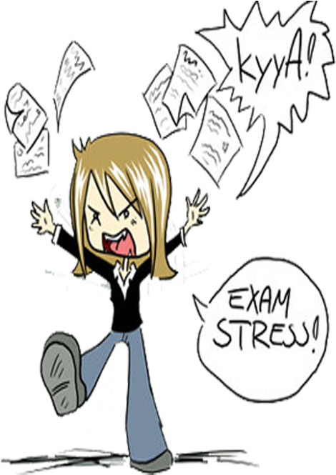 Download Exam Stress Cartoon Illustration | Wallpapers.com