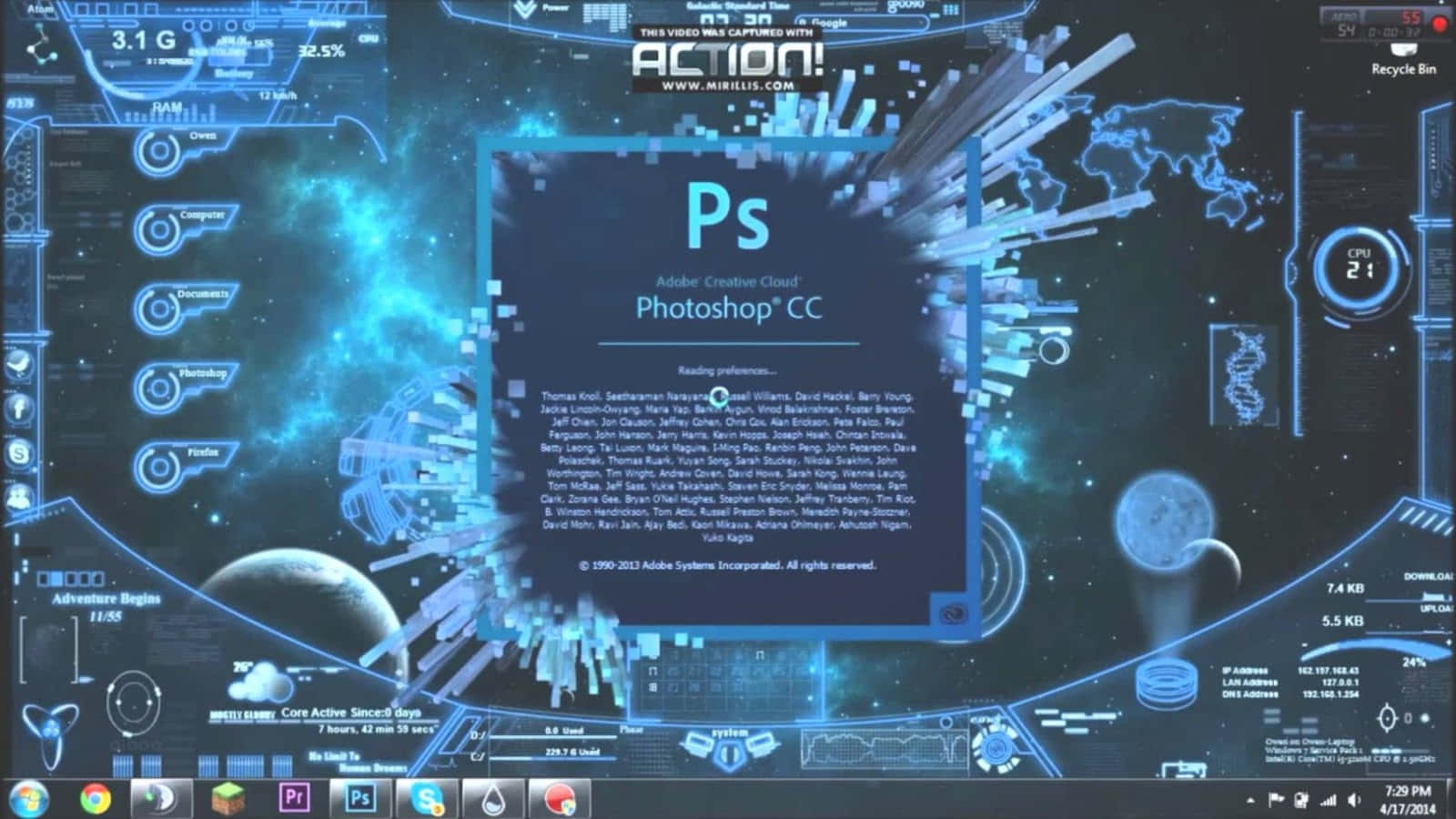 A Computer Screen Showing The Space Theme