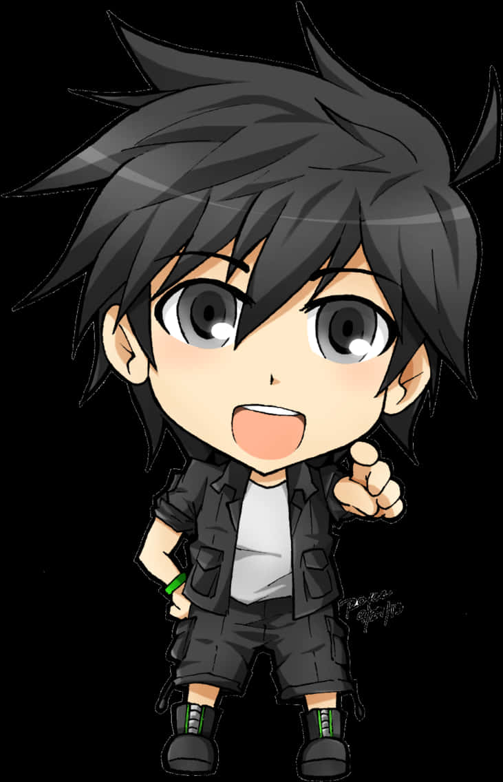 Excited Anime Boy Chibi Style PNG