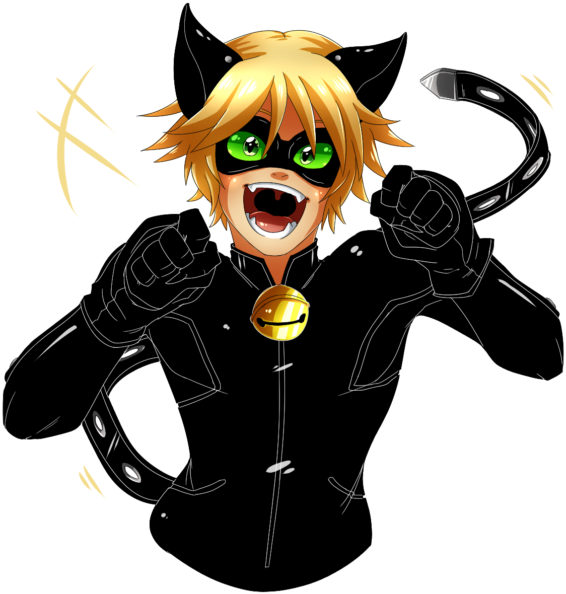 Excited Anime Character Cat Ears PNG