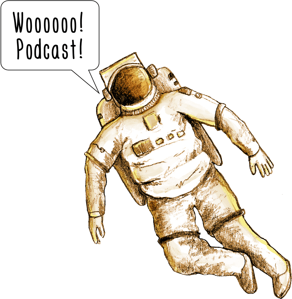 Excited Astronaut Podcast Announcement PNG