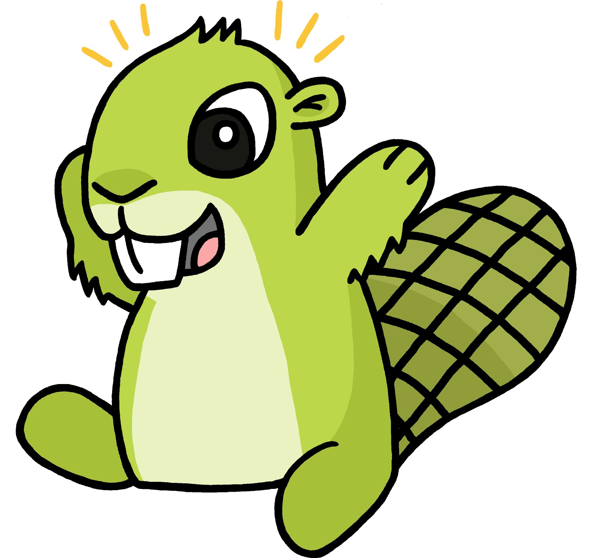 Excited Beaver Cartoon Illustration PNG