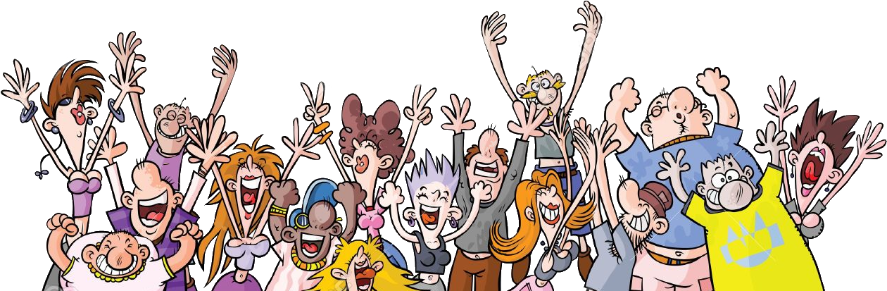 Excited Cartoon Crowd Celebration PNG