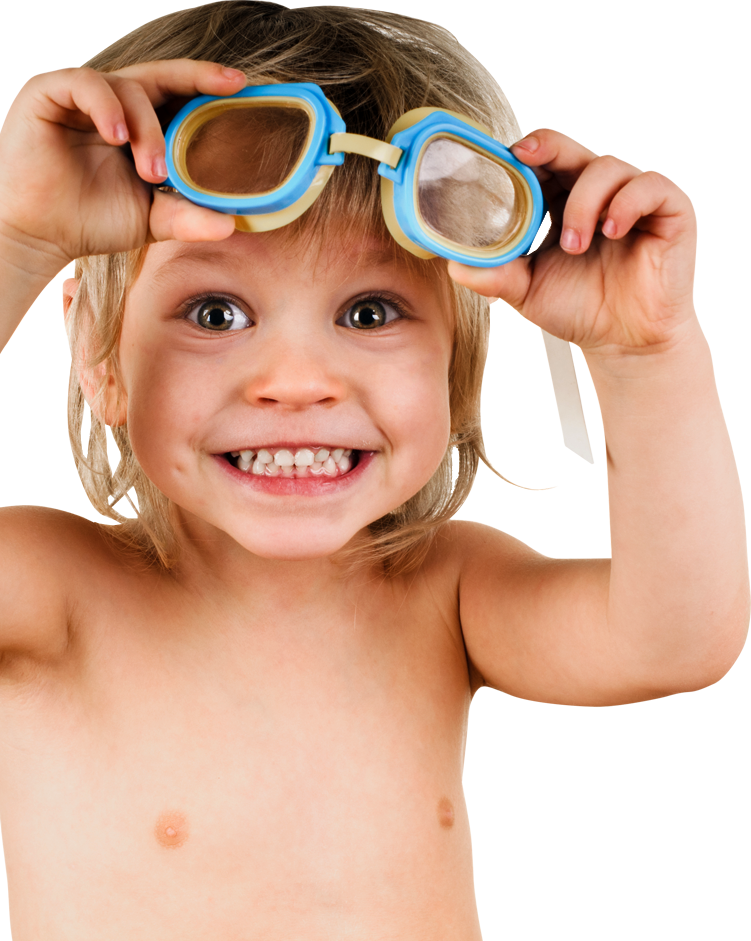 Excited Child With Swim Goggles PNG