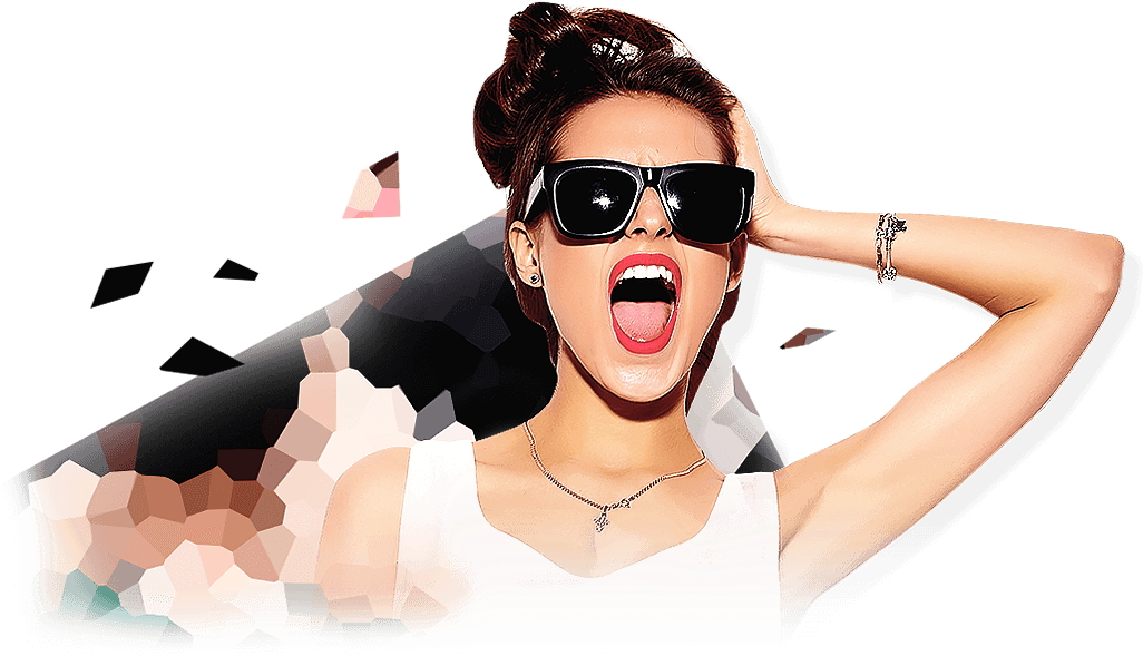 Excited Fashion Model Sunglasses PNG