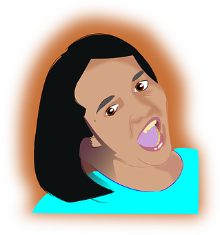 Excited Girl Cartoon Portrait PNG