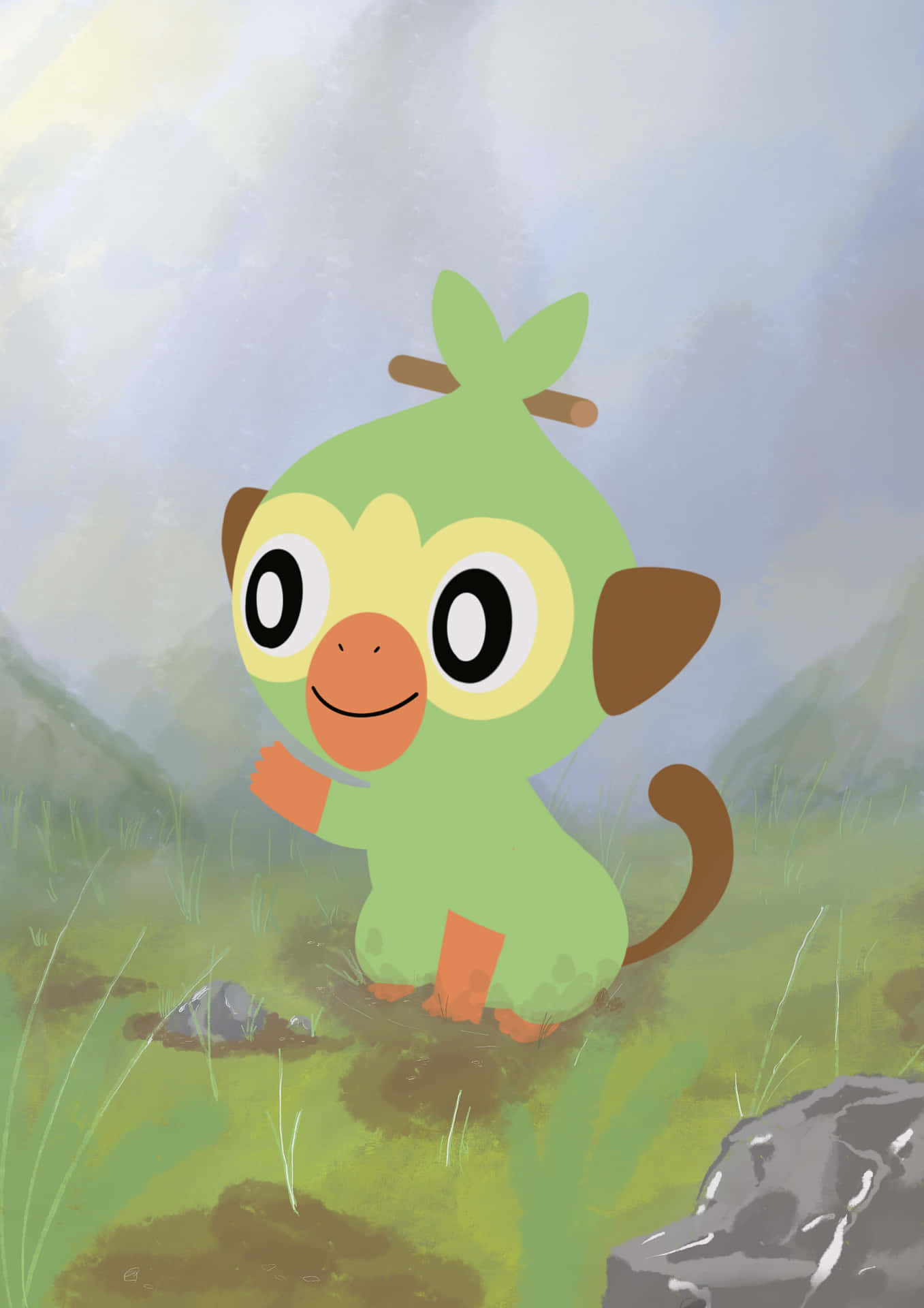 Excited Grookey Playing Under The Sun Wallpaper