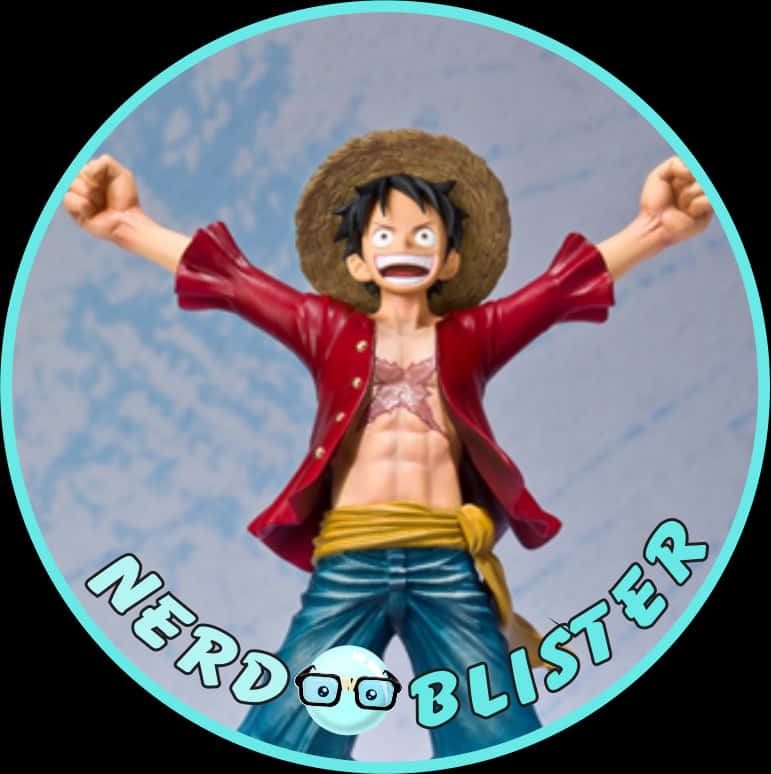 Excited Luffy Figure Display PNG