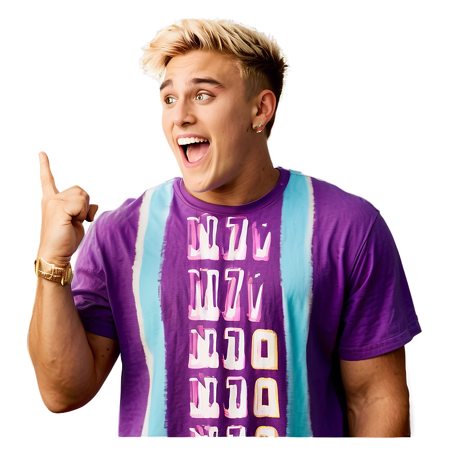 Excited Man Pointing Up PNG