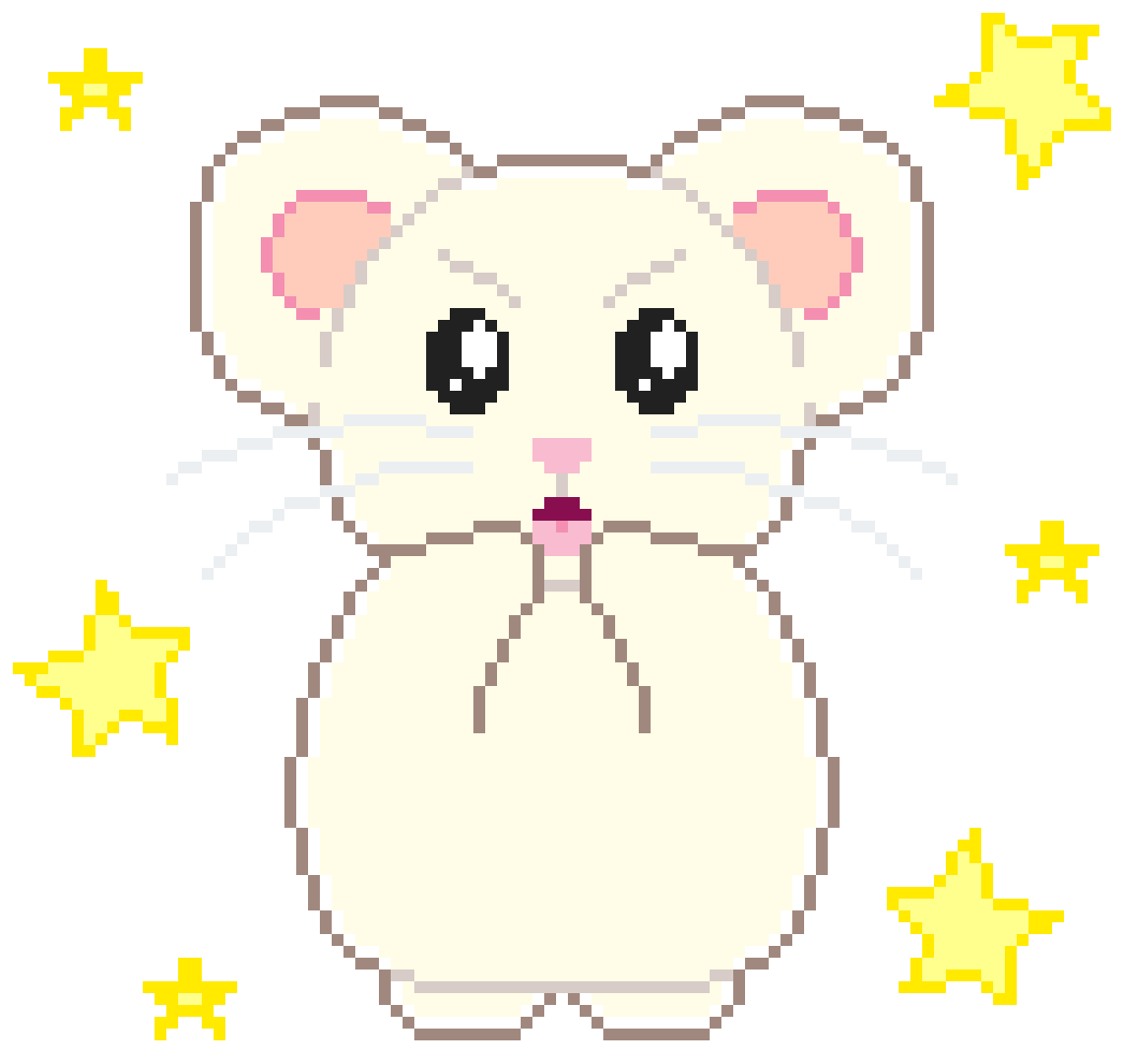 Excited Pixel Mouse Surroundedby Stars PNG