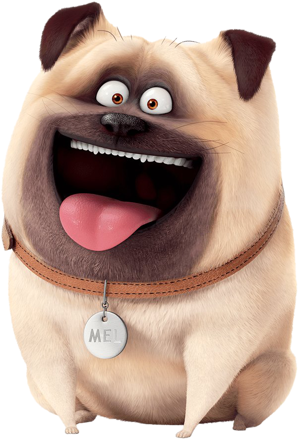 Excited Pug Cartoon Character PNG