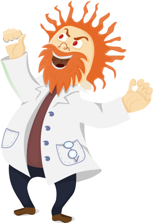 Excited Scientist Cartoon Character PNG