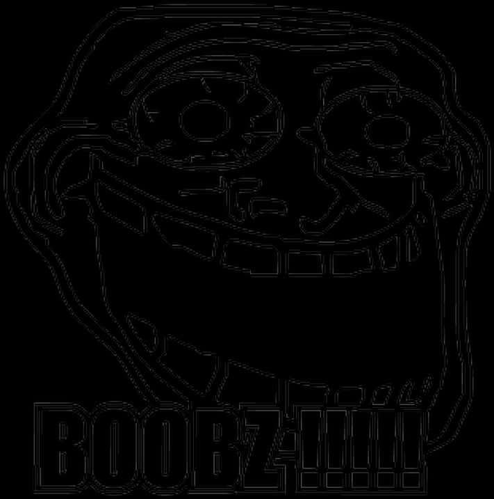 Excited Troll Face Meme Outline PNG