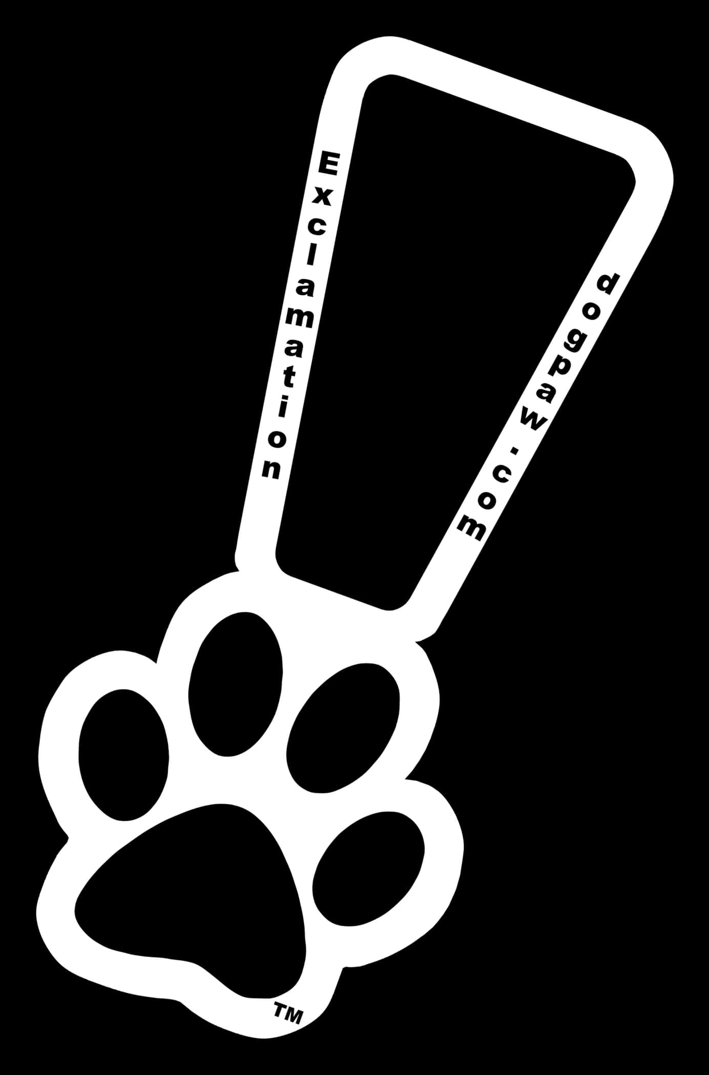 Exclamation Paw Graphic Blackand White PNG