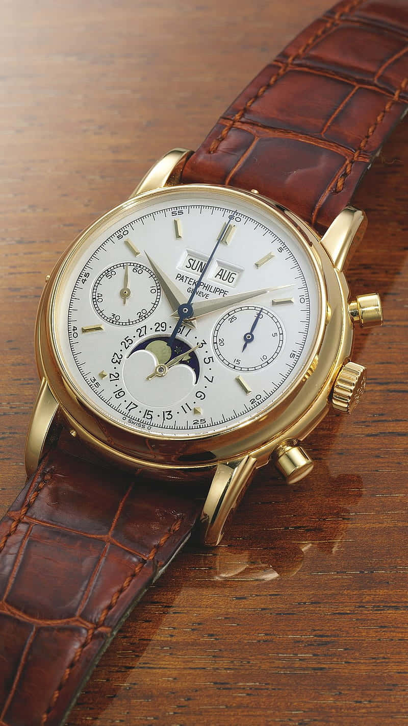Exclusive 18k Gold Patek Philippe Perpetual Calendar Wristwatch Wallpaper