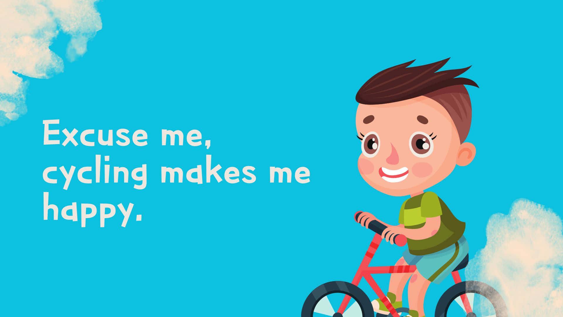 Excuse Me Cycling Boy Graphic Wallpaper
