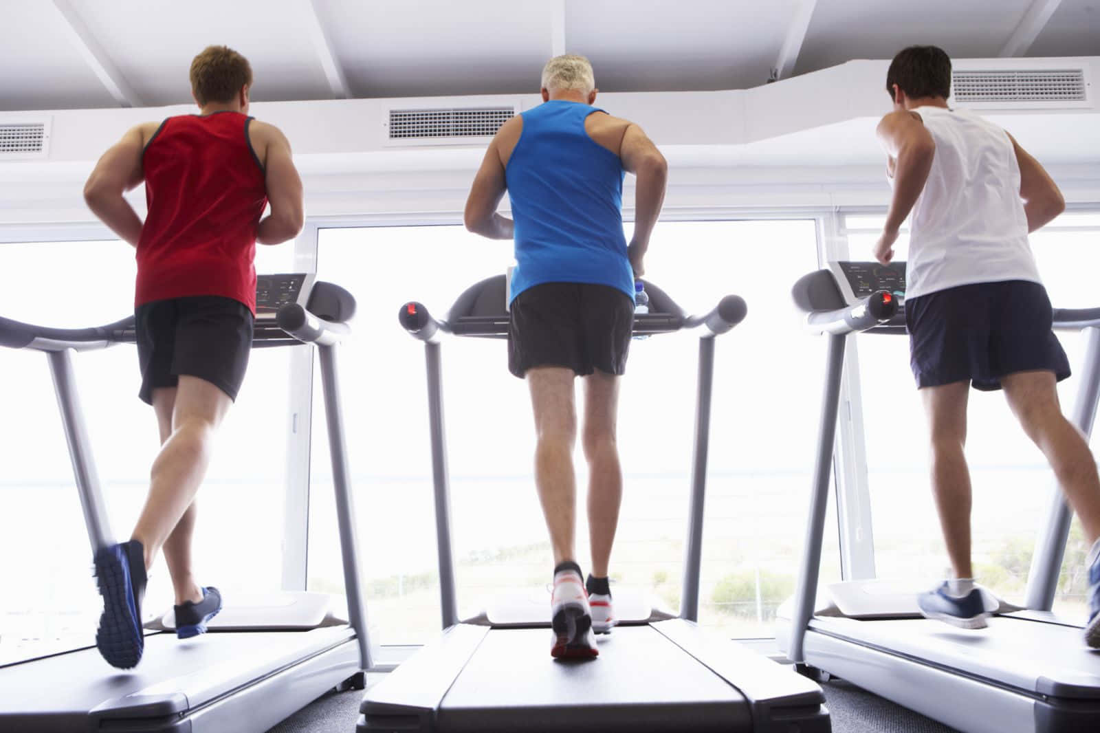 Three Men Treadmill Exercise Picture