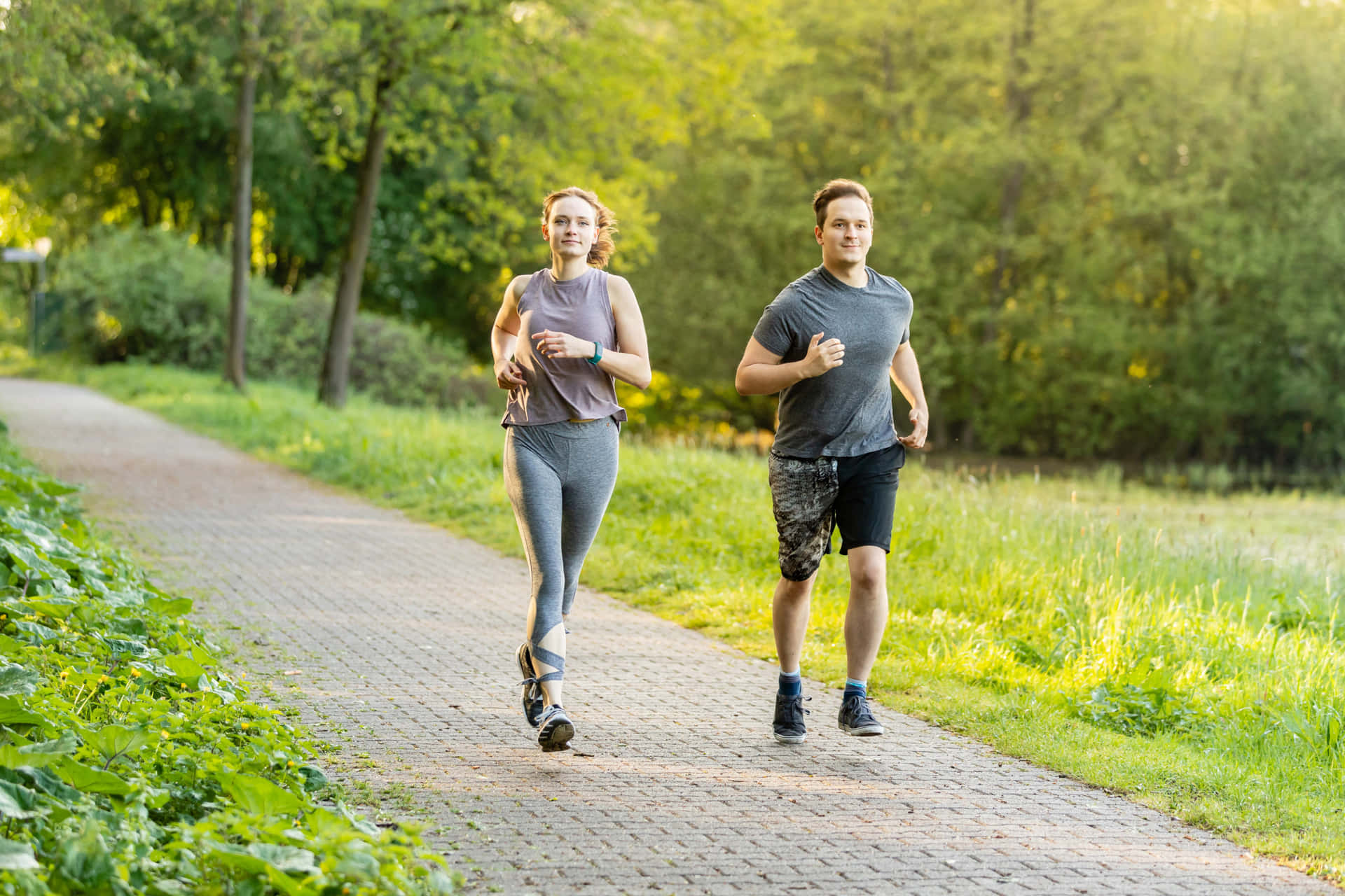 Couple Running Exercise Park Picture