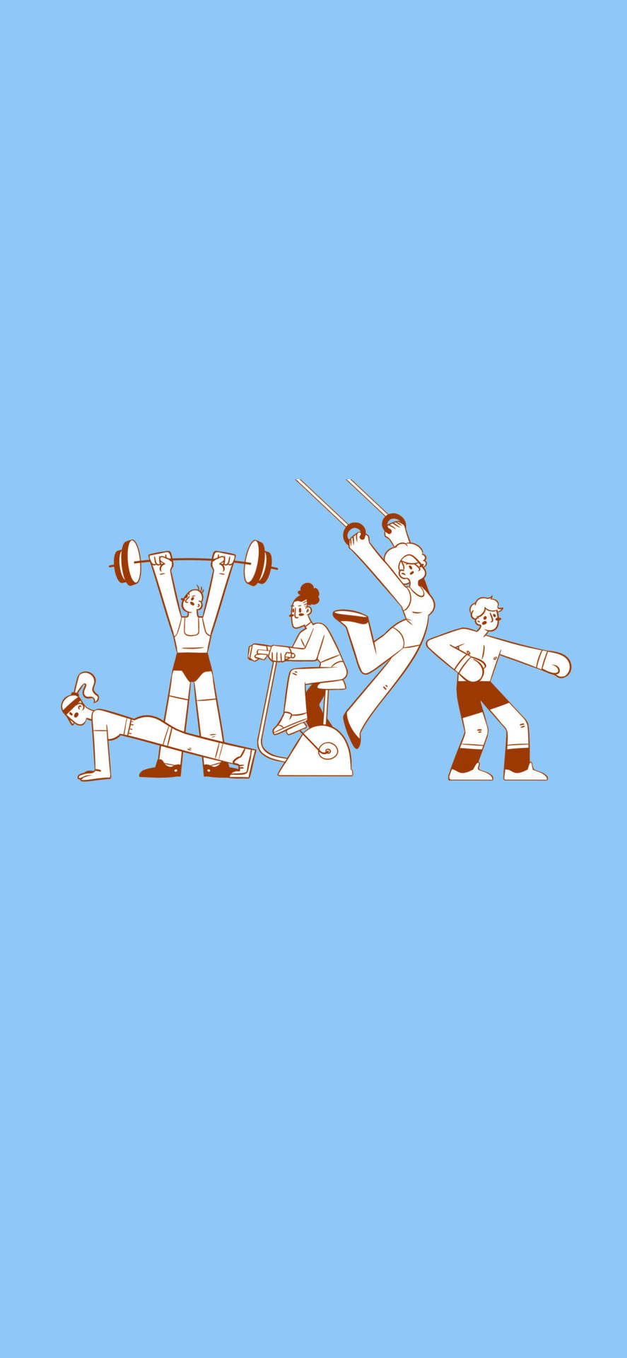 Exercise With Gym Buddies Pastel Blue Wallpaper