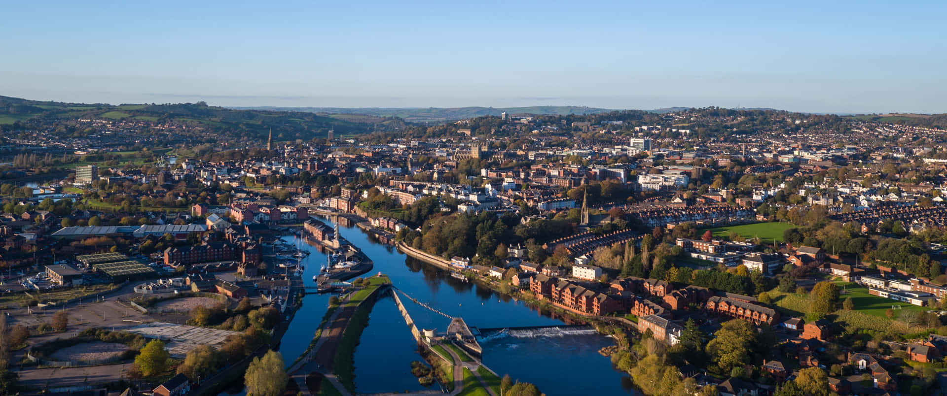 Exeter Stadsgezicht Luchtfoto Achtergrond